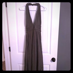 Women’s Full Length Halter Dress Green Lined Zipper